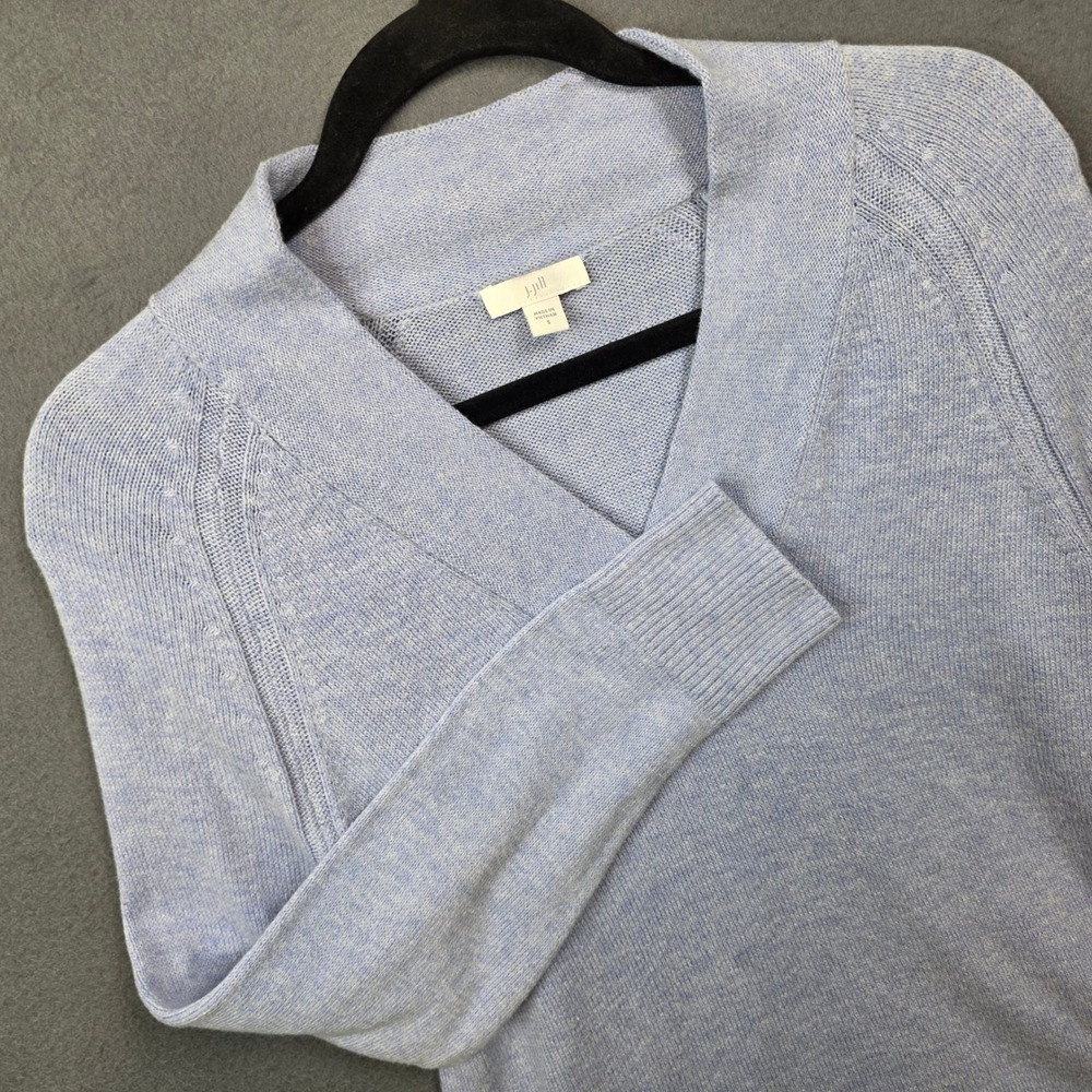 J. Jill Womens V-Neck Raglan Long Sleeve Sweater Blue Small